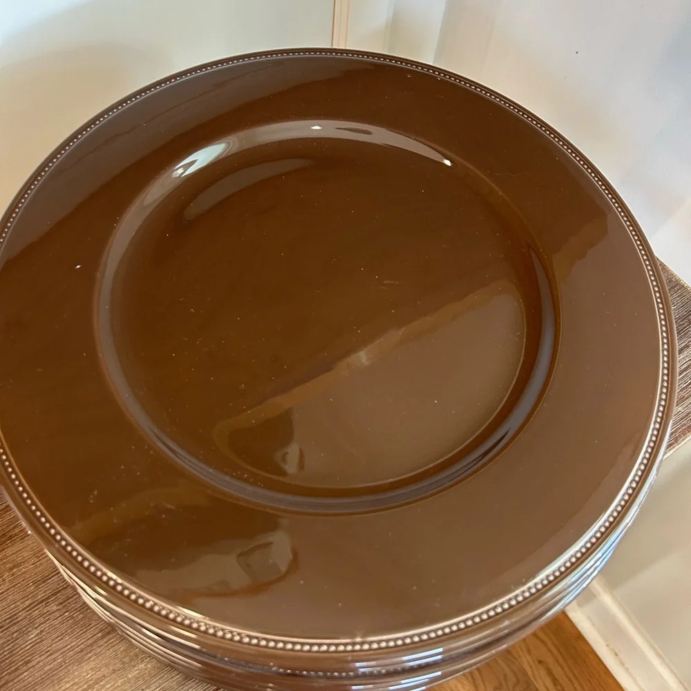 Williams Sonoma porcelain chocolate 12.75” Charger Plates set of 2 new